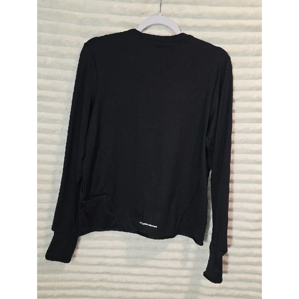 0139 Nike Black Long Sleeve Athletic Top with White Swoosh